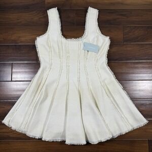 Antonio Melani Women's Size 14 Ivory Sleeveless Tweed Jemma Fit N Flare Dress